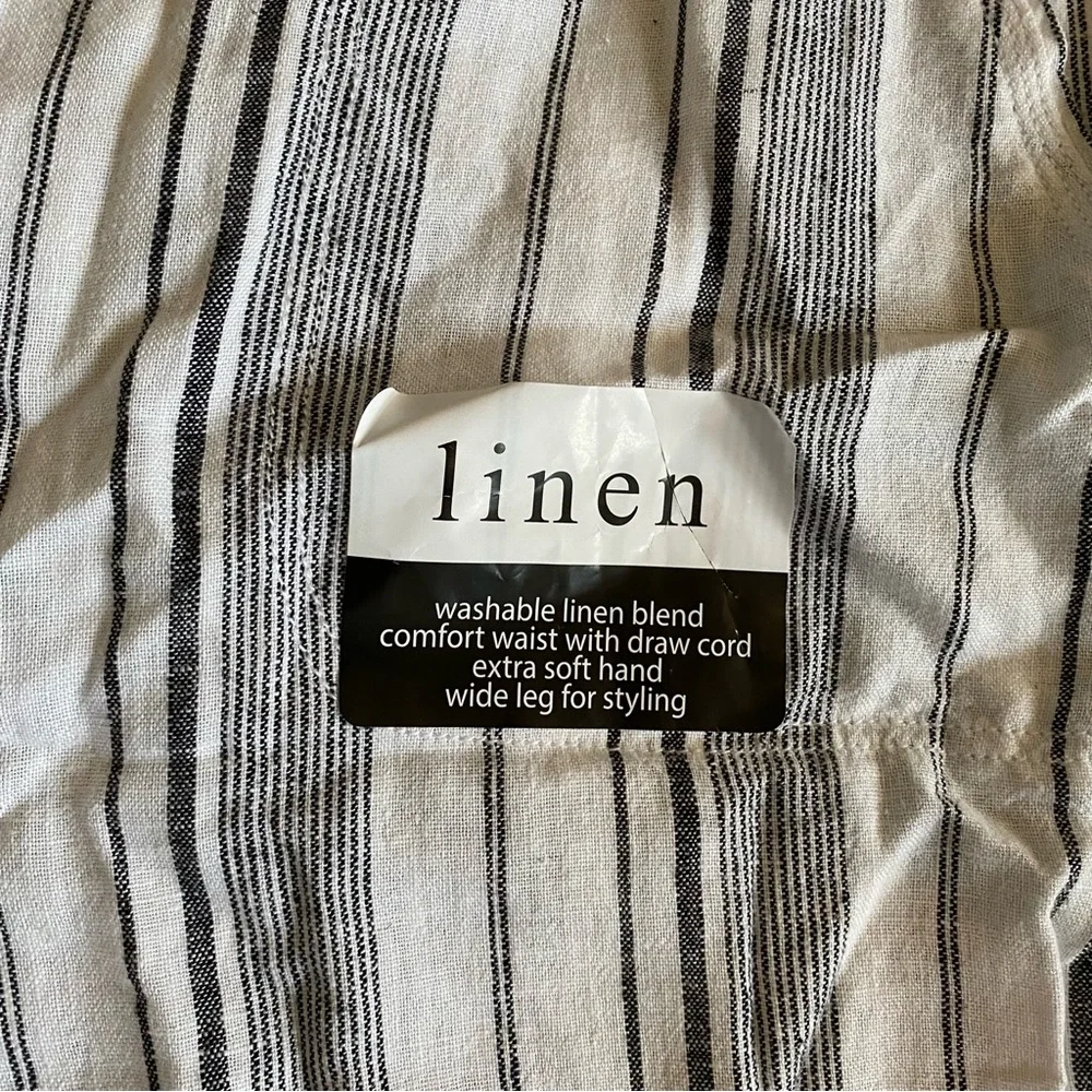 Dash Washable Linen Black & White Stripped Cropped Pant Size 2X NWT - Picture 8 of 9